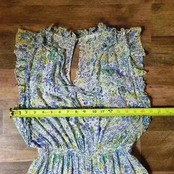 Poupette St. Barth Ruffle Floral Bell Bottm Jumpsuit Size M - Picture 4 of 13